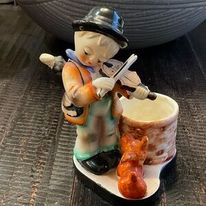 Charming Ceramic Musician Figurine with Dog